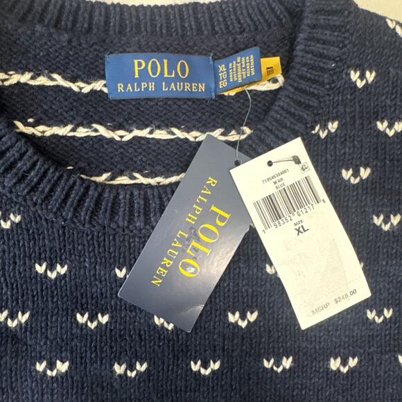 NEW Polo Ralph Lauren Snowflake Cotton Cashmere Sweater Mens XL Christmas Ski - Picture 5 of 9